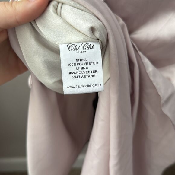 Chi Chi London Satin Evening Dress 'Varsha' in Pale Neutral Champagne - Picture 7 of 14